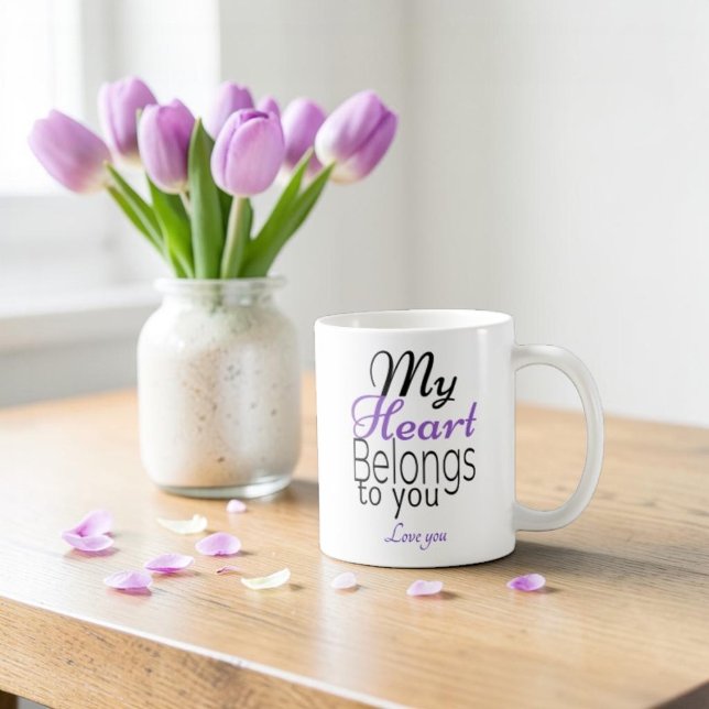 Taza De Café Mi corazón te pertenece Romántico Personalizado (Subido por el creador)