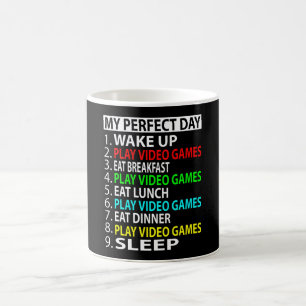 Taza De Café Mi día perfecto , Juega videojuegos Gracioso rega