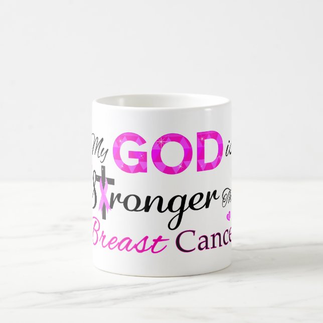 Taza De Café Mi DIOS es más fuerte que el cáncer de mama (Centro)