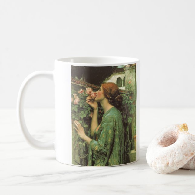 Taza De Café Mi dulce Rosa, o el alma del Rosa por Waterhouse (Con donut)