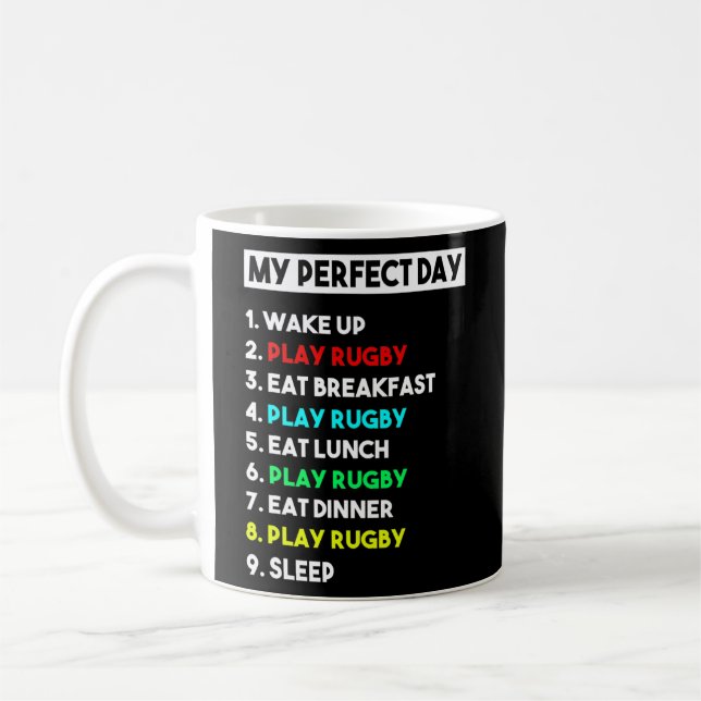 Taza De Café Mi entrenador de rugby de día perfecto  (Izquierda)