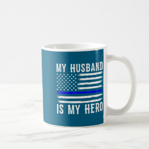 Taza De Café Mi esposo mi héroe delgada línea azul oficial de p