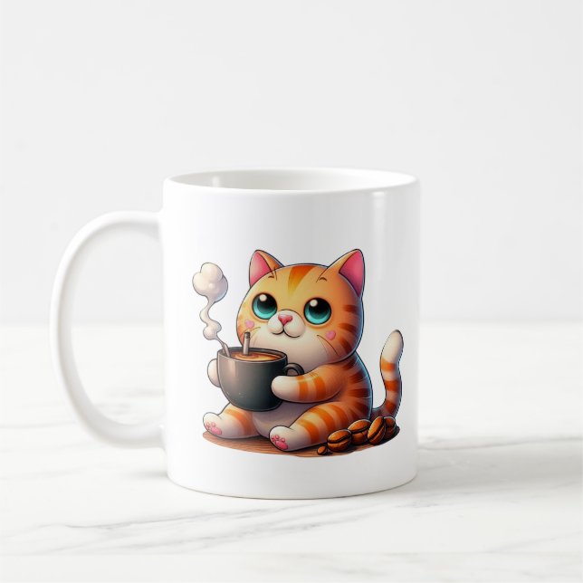 Taza De Café Mi gato bebe café (Izquierda)