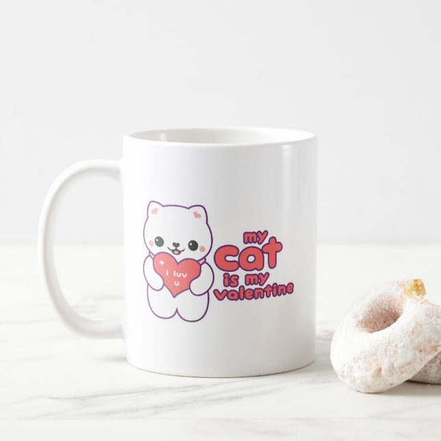 Taza De Café Mi gato es mi San Valentín (Con donut)