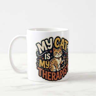 Taza De Café Mi Gato Es Mi Terapeuta Camiseta Retro Divertida P