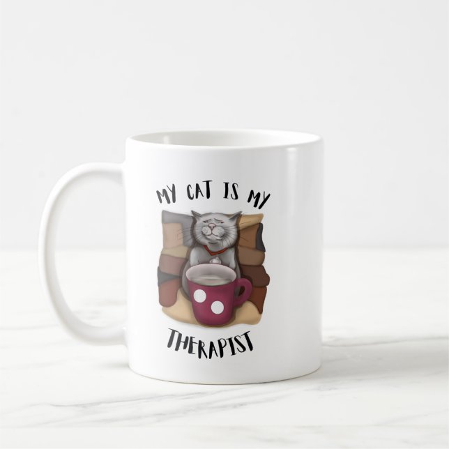 Taza De Café Mi gato es mi terapeuta. Gato de café (Izquierda)