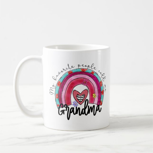 Taza De Café Mi gente favorita me llama arcoiris rosa abuela (Izquierda)