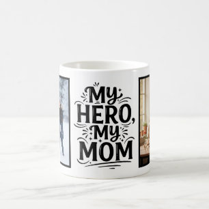 Taza De Café Mi héroe mi mamá Negrita Personalizada 2 Fotos