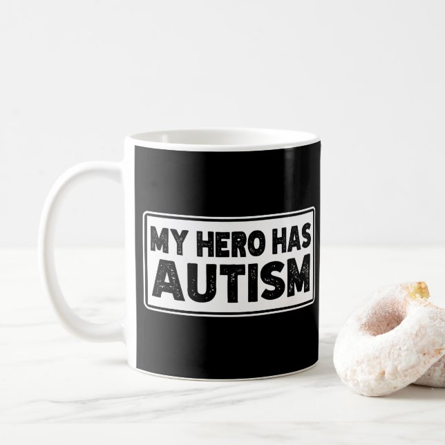 Taza De Café Mi héroe tiene conciencia del autismo Cumpleaños a (Con donut)