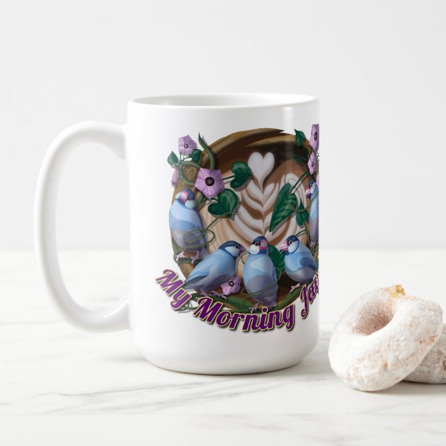 Taza De Café Mi JAVA matutino con gorriones de Java (Con donut)