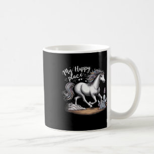 Taza De Café Mi lugar feliz de los regalos de los caballos de l