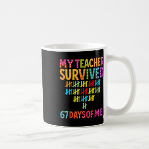 Taza De Café Mi maestro sobrevivió 67 días de mí Seis Siete Mem