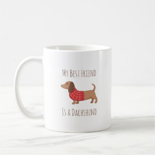 Taza De Café Mi mejor amigo es Dachshund Wiener Dog Red Sweater