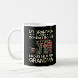 Taza De Café Mi nieto usa botes de combate Orgulloso Gran Milit