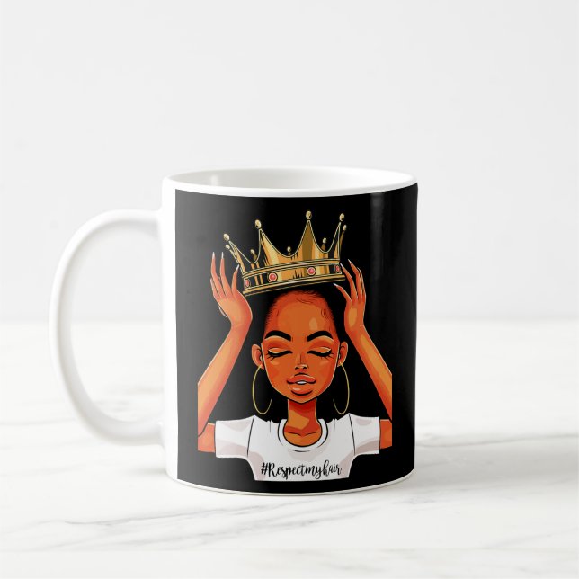 Taza De Café Mi pelo negro de historia mes raíz Reina afro muje (Izquierda)