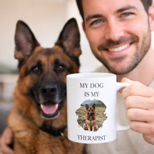 Taza De Café Mi perro es mi foto terápica negra