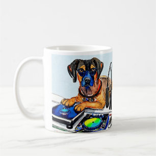 Taza De Café Mi perro es un DJ de pintura original de color de