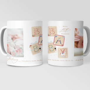 Taza De Café Mi primer cumpleaños navideño de dos bebes de foto