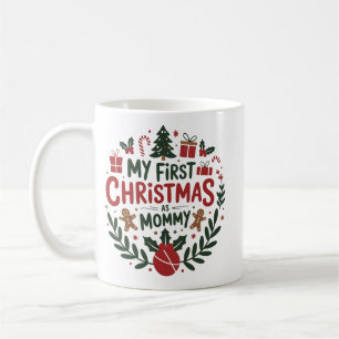 Taza De Café Mi Primer Navidad Como Mamá Familia Pareo Mama