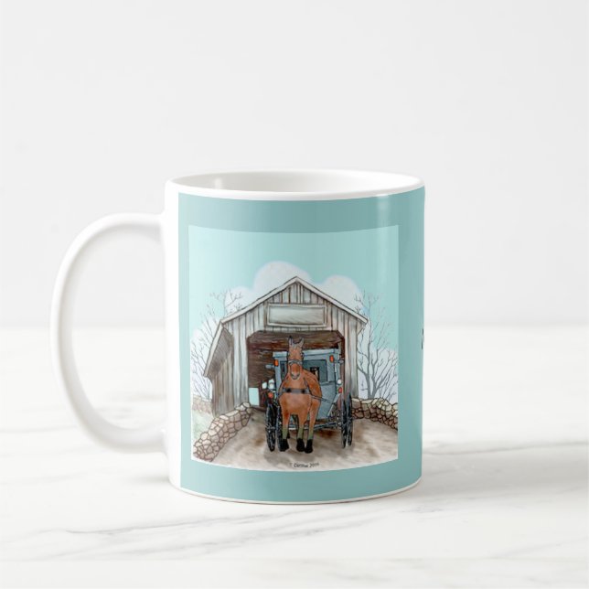 Taza De Café Mi puente cubierto Amish (Izquierda)