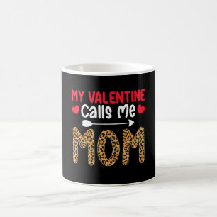 Taza De Café Mi San Valentín me llama mamá Leopardo Búfalo Cuad