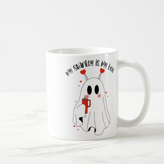 Taza De Café Mi Stanley es mi Boo Boojee Gracioso Fantasma Vale (Derecha)