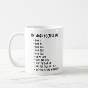 Taza De Café Mi Vocabulario de Trabajo - Regalo Divertido de Cu