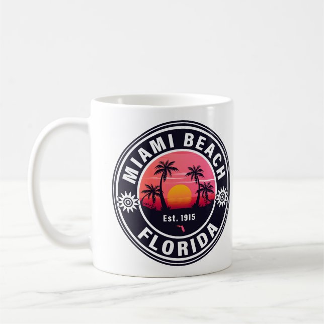 Taza De Café Miami Beach Florida Retro Sunset Souvenirs 60 (Izquierda)