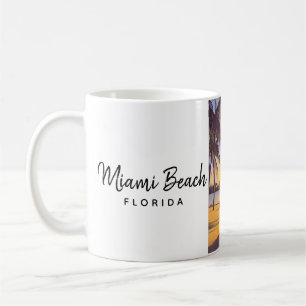 Taza De Café Miami Beach Florida Vintage Watercolor Art
