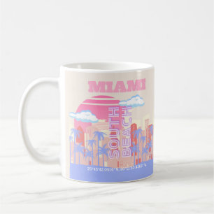 Taza De Café Miami Beach, Miami Travel Art, habitación Preppy,