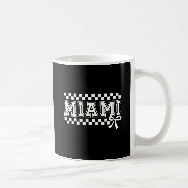 Taza De Café Miami Collegiate Checkerboard Coquette Bow Mug (Derecha)