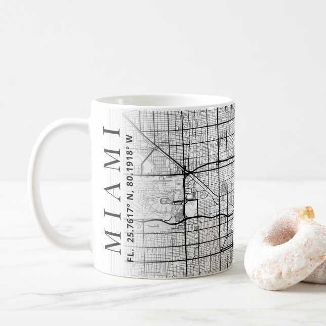 Taza De Café Miami, Florida City Map | Café Mug (Con donut)