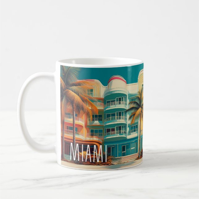 Taza De Café Miami Mirage – Retro Travel Mug (Izquierda)