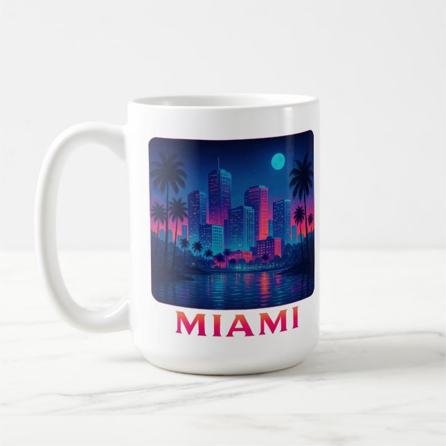 Taza De Café Miami Moonrise - Neon Skyline Graphic Tee (Izquierda)