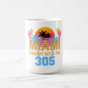 Taza De Café Miami Straight Outta The 305 Vintage Atardecer Neo