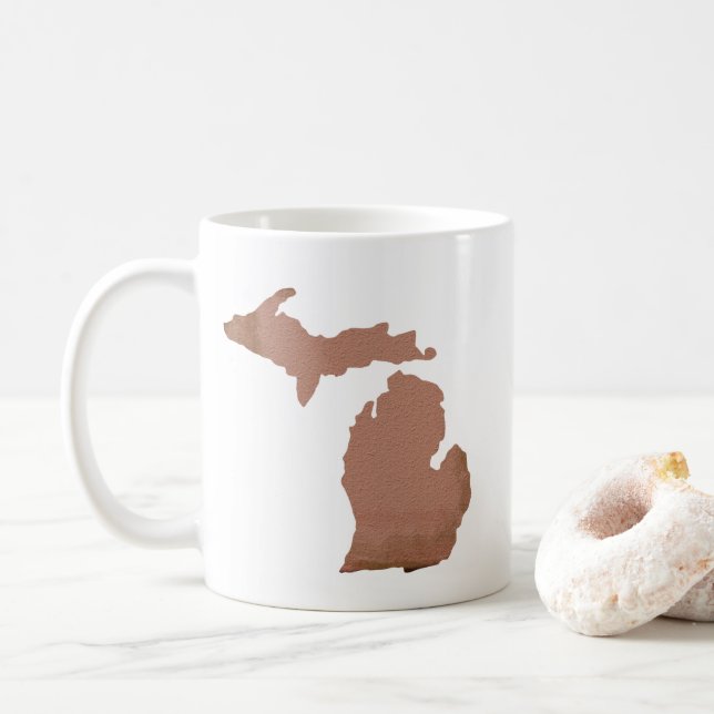 Taza De Café Michigan Copper Silhouette State (Con donut)