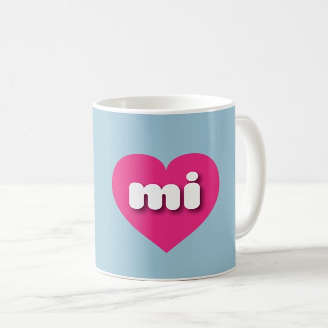 Taza De Café Michigan corazón rosa caliente - Me encanta (Anverso derecho)