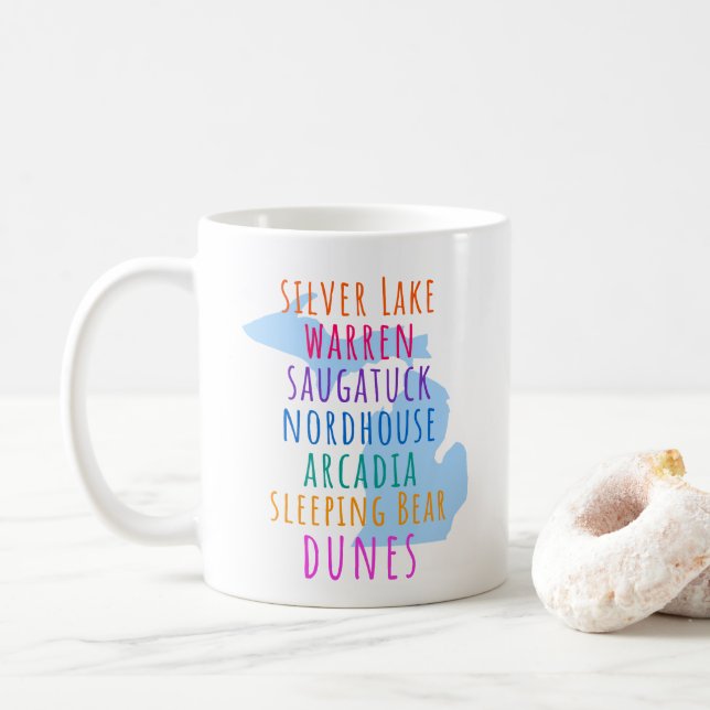 Taza De Café Michigan Sand Dunes Mitten State Coffee Mug (Con donut)