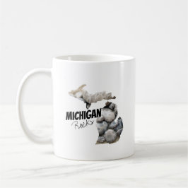 Taza De Café Michigan Silhouette Llena De Piedras De Petoskey