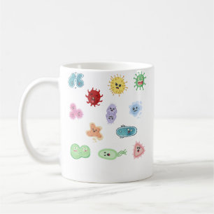 Taza De Café Microbios Adorables Bacterias Virus Ecoli Microbio