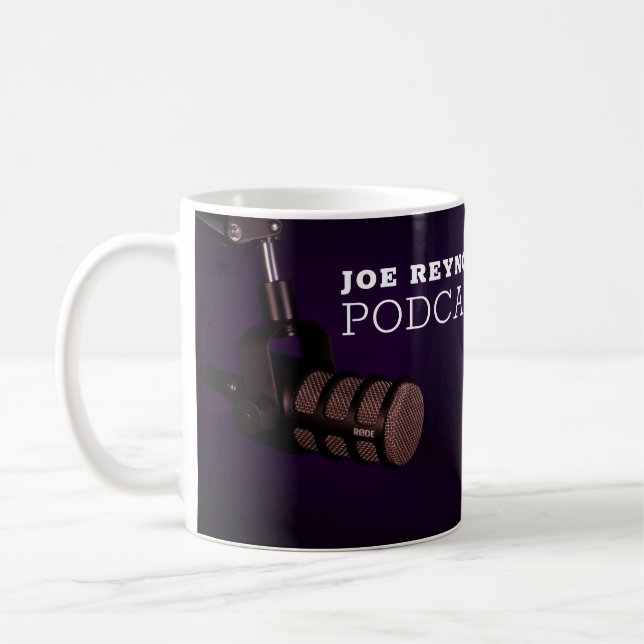 Taza De Café Micrófono elegante, Podcaster, publicidad de podca (Izquierda)