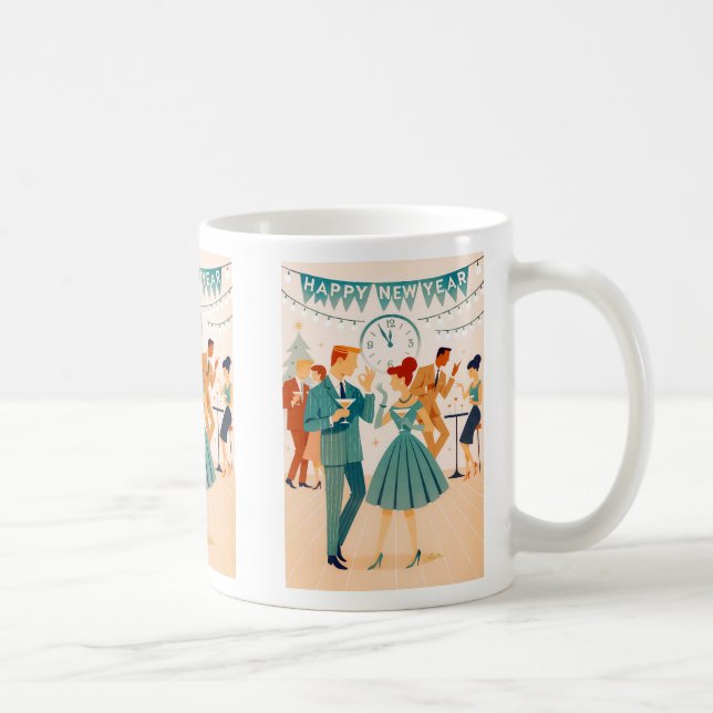 Taza De Café Mid Century Happy New Year The Martini Dance (Derecha)
