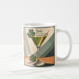 Taza De Café Mid Century Modern Art Shamrock Martini Sláinte! 