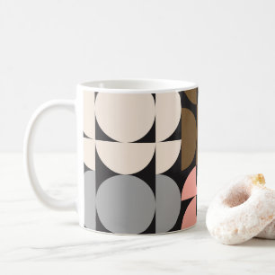 Taza De Café Mid-Century Modern Circles and Semicircles Neutral