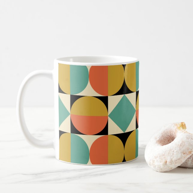 Taza De Café Mid Century Modern Geometric Design (Con donut)