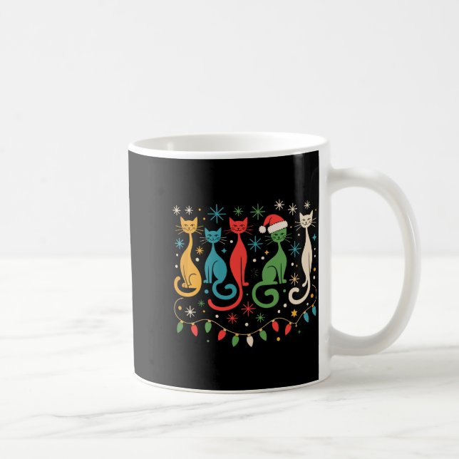Taza De Café Mid Century Modern Look Cats Xmas Retro 50s 60s  (Derecha)