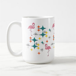 Taza De Café Mid Century Modern Pink Flamingo Diamond Starburst