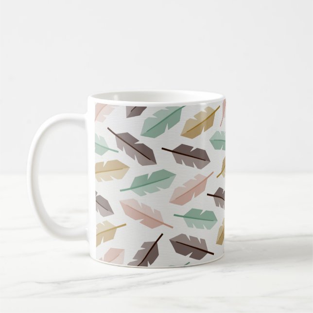Taza De Café Mid-Century Modern Retro Feathers Mug (Izquierda)