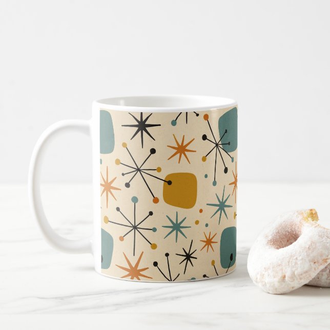 Taza De Café Mid Century Modern Starburst Pattern (Con donut)