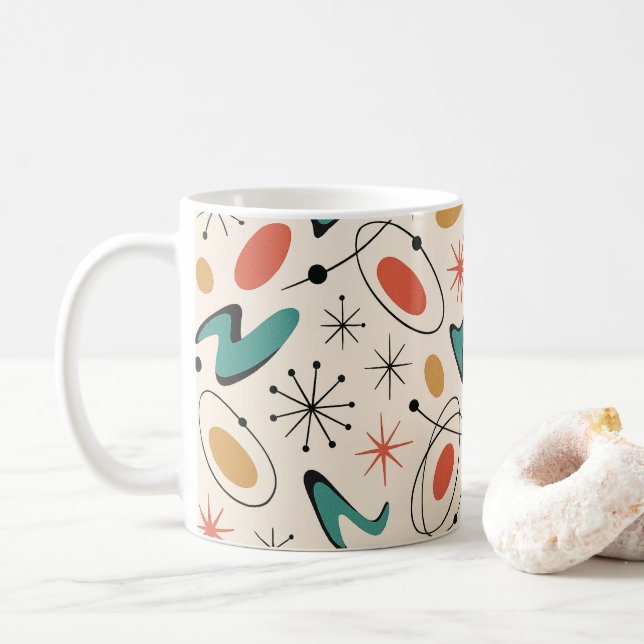 Taza De Café Mid Century Modern Starburst Pattern (Con donut)